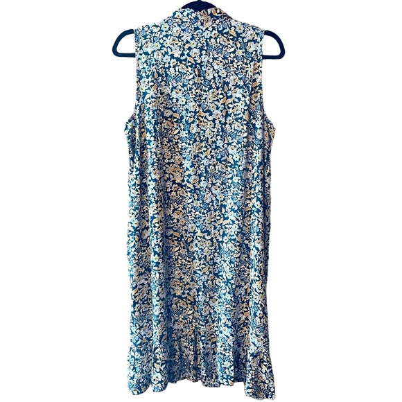 J. Jill M Short Blue floral sun dress sleeveless button down front collared - Picture 7 of 10